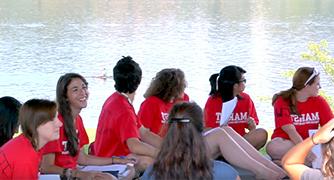 Photo of Students in a group near the Hudson River